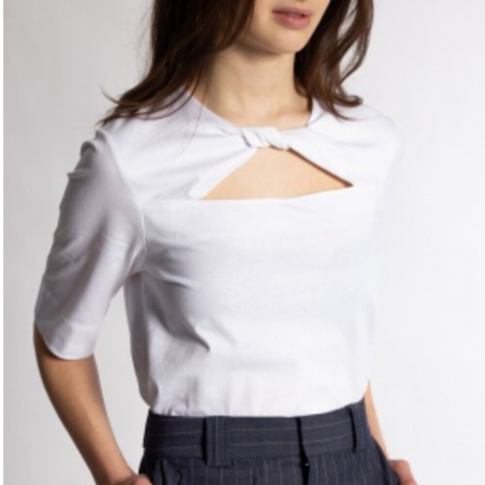 Ganni White Cut-Out Blouse